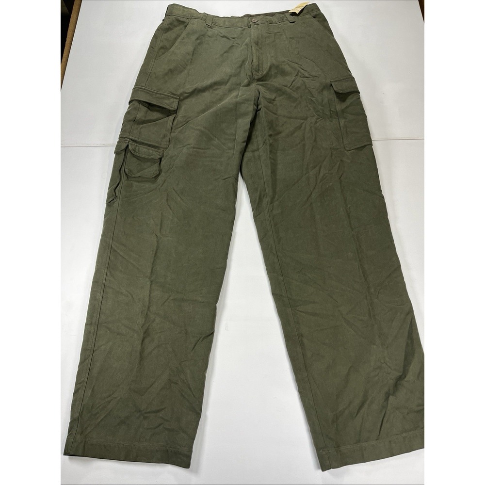 Tommy Bahama Silk Cargo Pants Mens 36 Olive Green Cotton Utility NWT